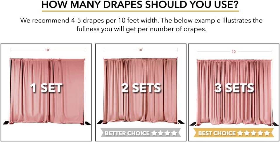 AK TRADING CO. 10 feet Wide x 12 feet Long IFR Polyester Backdrop Drapes Curtains Panels with Rod Pockets - Wedding Ceremony Party Home Window Decorations - (Pink)