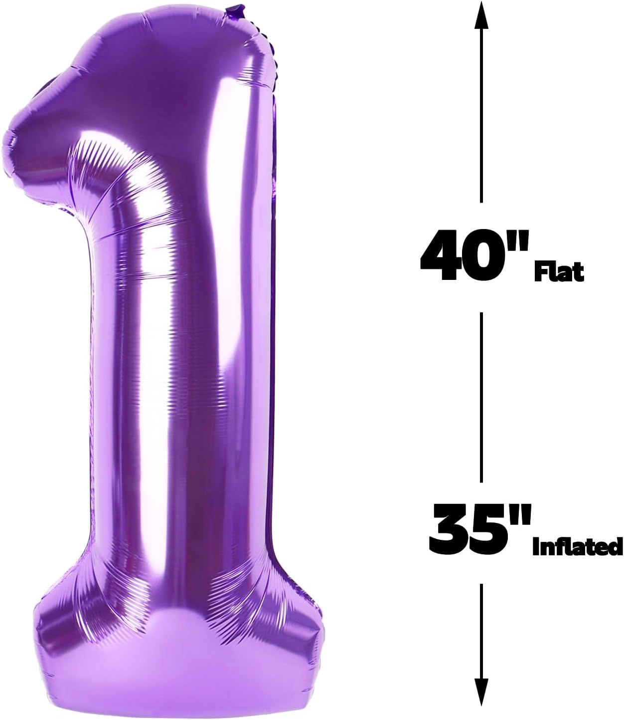 Purple Number 1 Balloon 40 inch, Number 1 Birthday Balloon for Boy Girl, Purple Foil One for 1st 10 11 12 16 18 Birthday Party, Anniversary Celebration Number Balloons Decorations