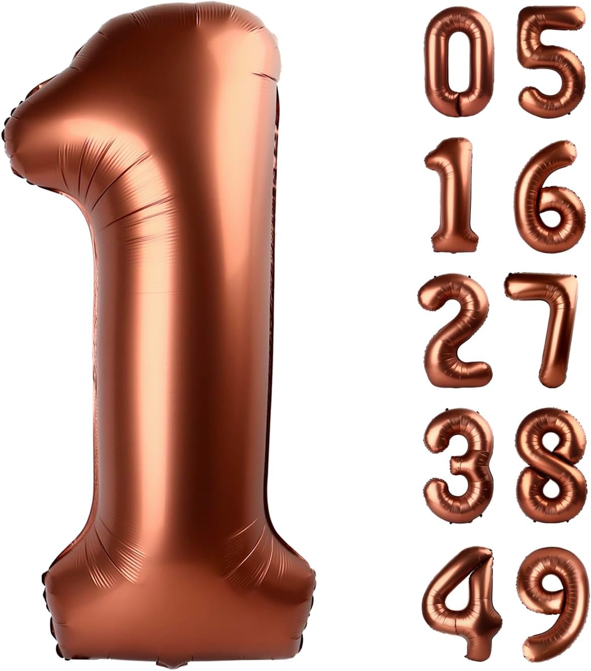 Dark Brown Number 1 Balloon 40 inch, Number 1 Birthday Balloon for Boy Girl, Coffee Brown Foil One for 1st 10 11 12 16 18 Birthday Party, Anniversary Celebration Number Balloons Decorations