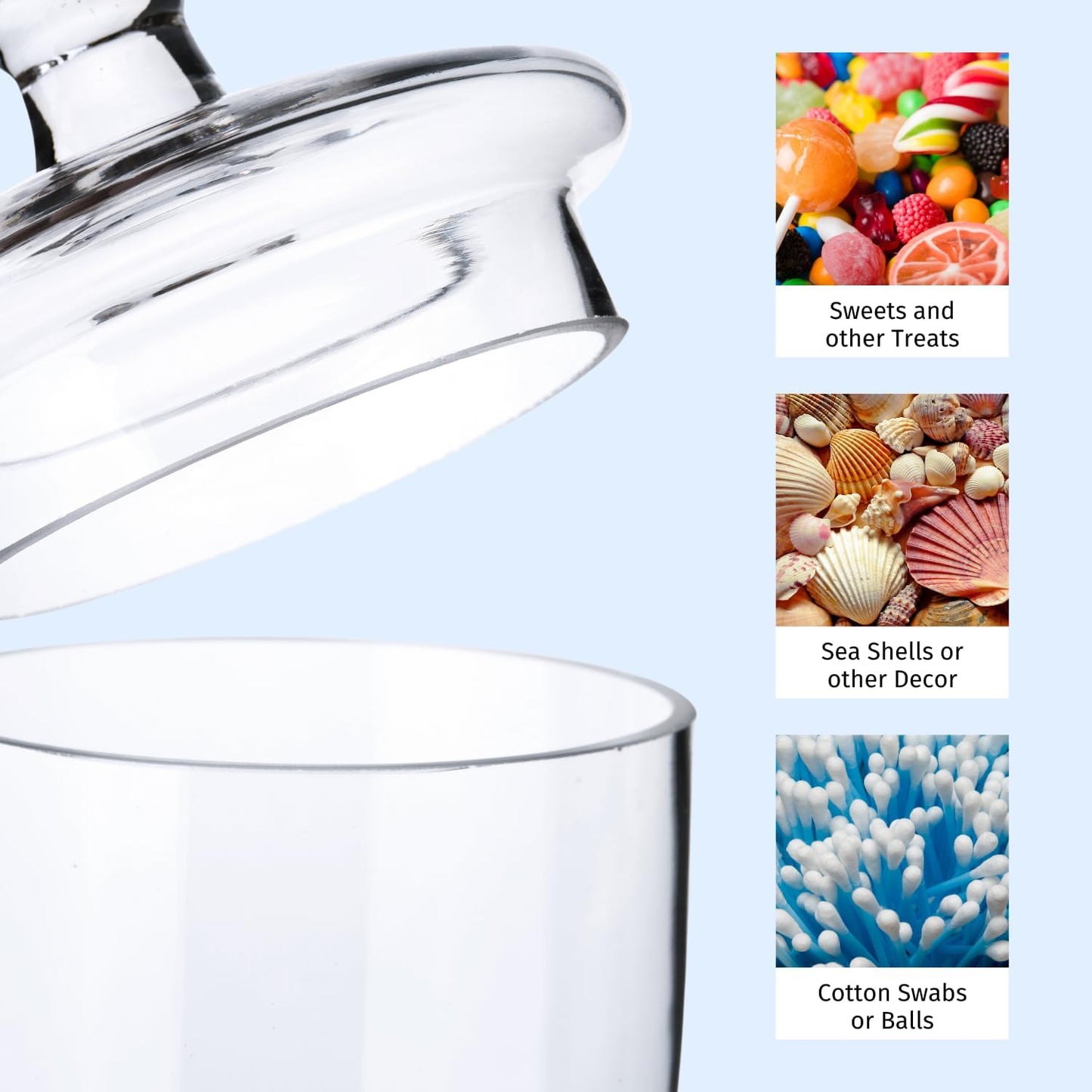 Set of 3 Apothecary Jar Glass Decorative Candy Jars Elegant Storage Candy Buffet Display, Wedding Candy Organizer Canisters (H: 9", 12.5", 14"; 20 FL.OZ, 23 FL.OZ and 28 FL.OZ)