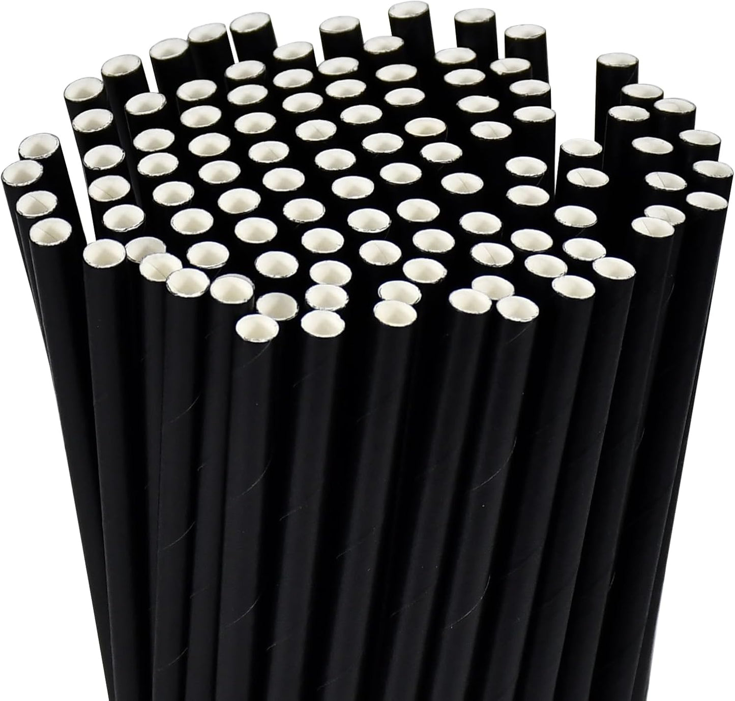 Disposable Black Paper Drinking Straws - 100 Counts, 7.75'' x 0.24'' - for Cocktaill, Coffee, Beverage, Bars, Restaurants