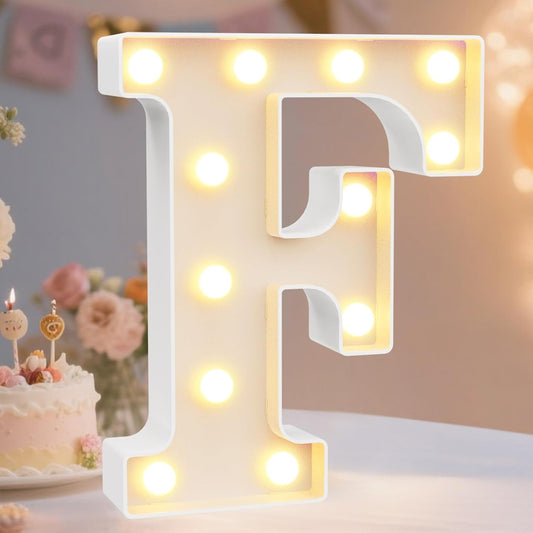 Pooqla LED Marquee Letter Lights Sign, Light Up Alphabet Letter for Home Party Wedding Decoration F