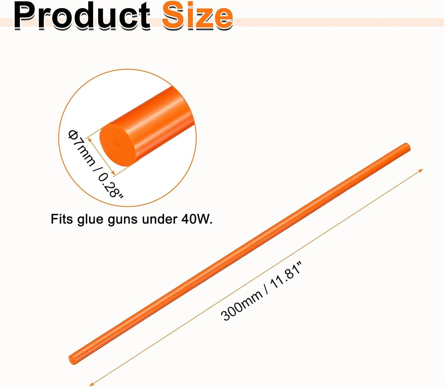 HARFINGTON 10pcs Hot Glue Sticks 0.28" Dia x 11.81" Long EVA Mini Hot Melt Adhesive Glue Stick for Hot Melt Gun Wood Plastic Glass Flowers Fabrics Foam, Orange