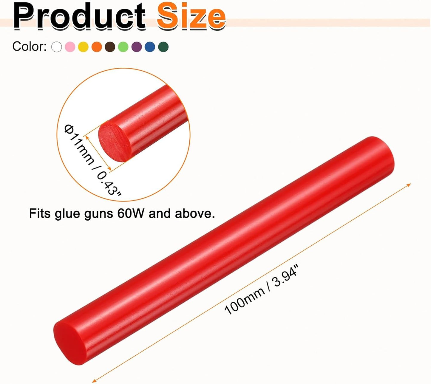 HARFINGTON 10pcs Hot Glue Sticks 0.43" Dia x 3.94" Long EVA Mini Hot Melt Adhesive Glue Stick for Hot Melt Gun Wood Plastic Glass Flowers Fabrics Foam, Multicolor