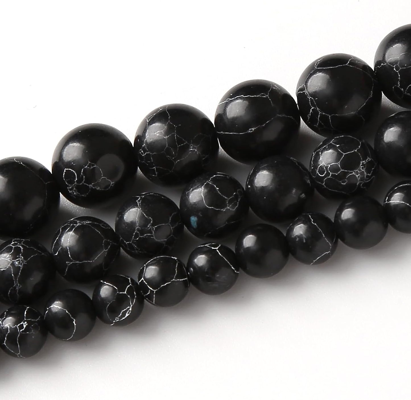 Black Turquoise Stone Beads 6MM Gemstone Round Crystal Energy Jade Beads for Jewelry Making DIY Bracelet Necklace Jewelry Making 1 Strand 15.5inch 60PCS 6MM