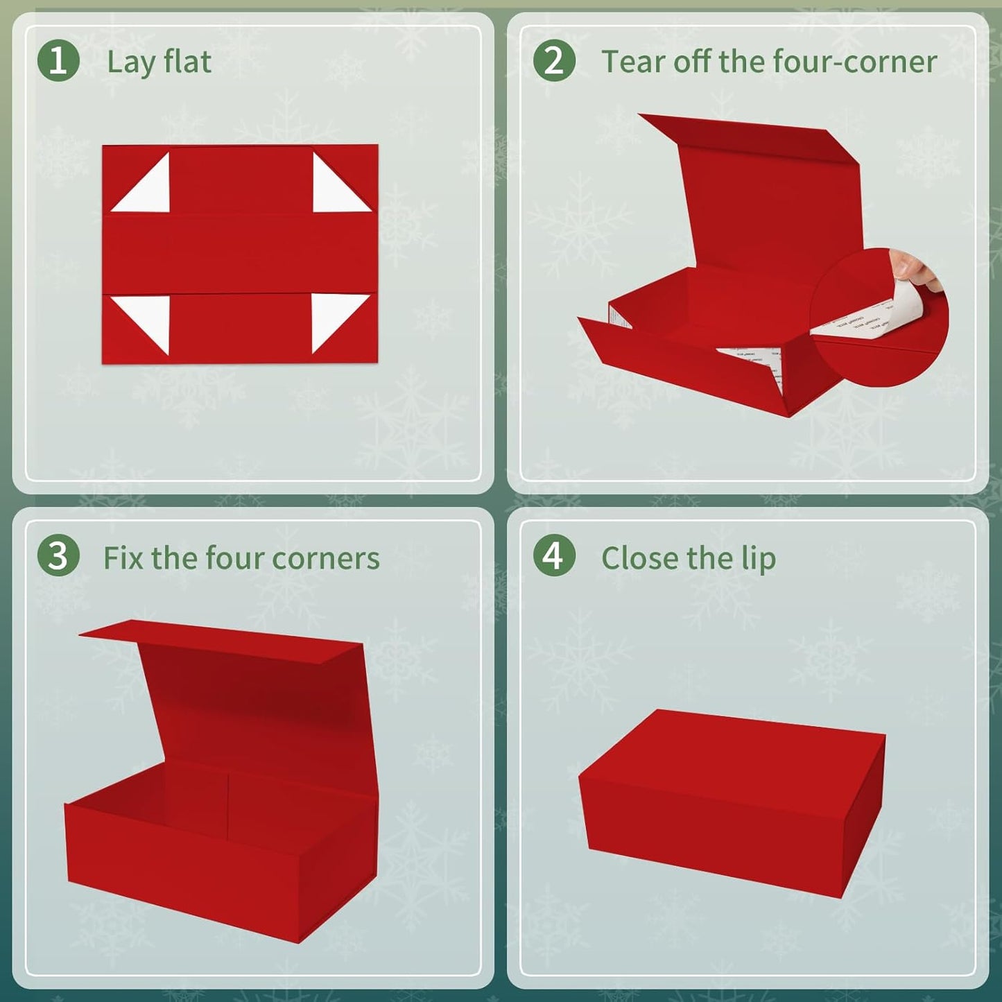 Rinrda Large Christmas Red Gift Box,13.75"x9"x4.5", Gift Boxes with Magnetic Lids for Presents Closure Gift Packing for Birthday,Christmas, Halloween,Wedding,Bridal Gifts,Mother's Day Gift Packging