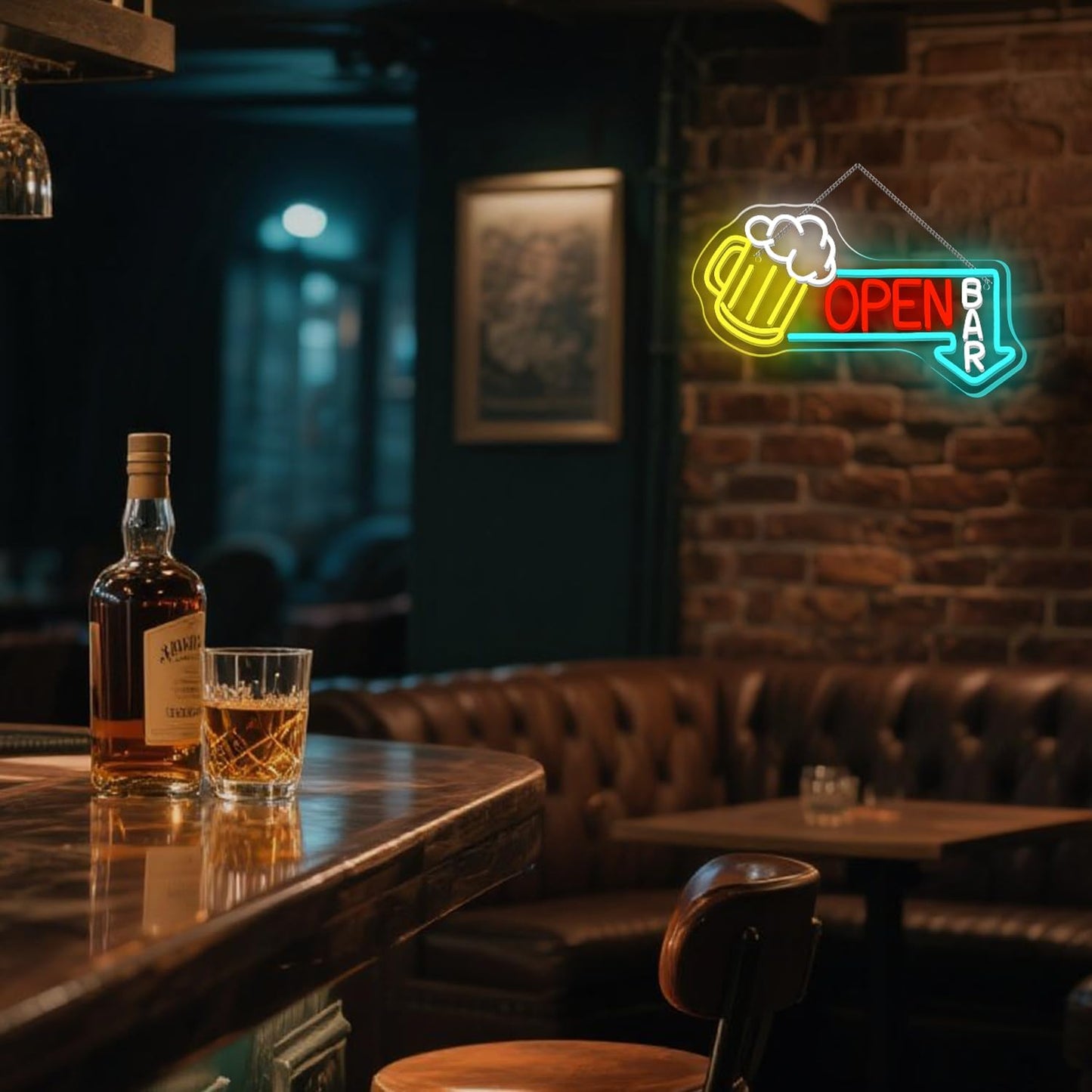 Ineonlife Bar Open Neon Sign Light Up for Wall Decor Cold Beer Led Sign for bar Small Acrylic Art Decor for restaurant business club party man cave Decorations 16.53x9.45 inch USB POWER