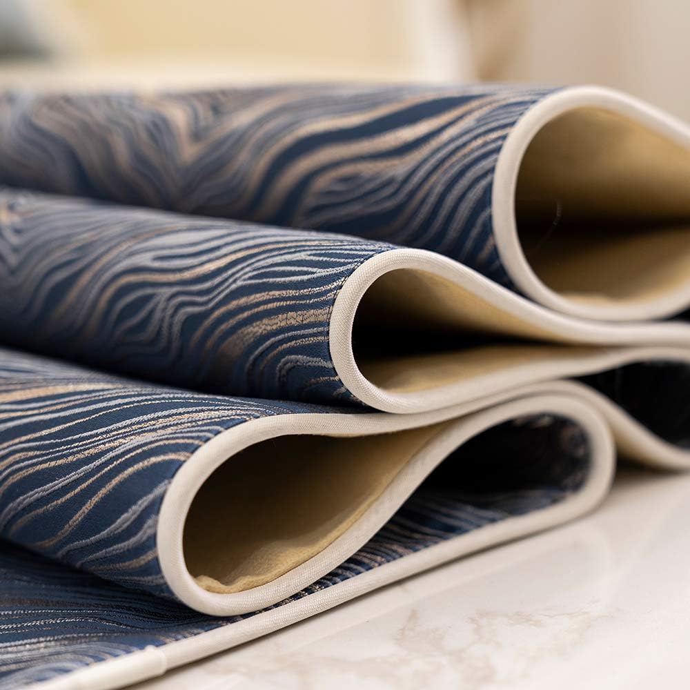 Avigers 12 x 78 Inch Decorative Luxury Abstract Striped Navy Blue Table Runners with Tassels for Home Living Room Bedroom Art Decor Wedding