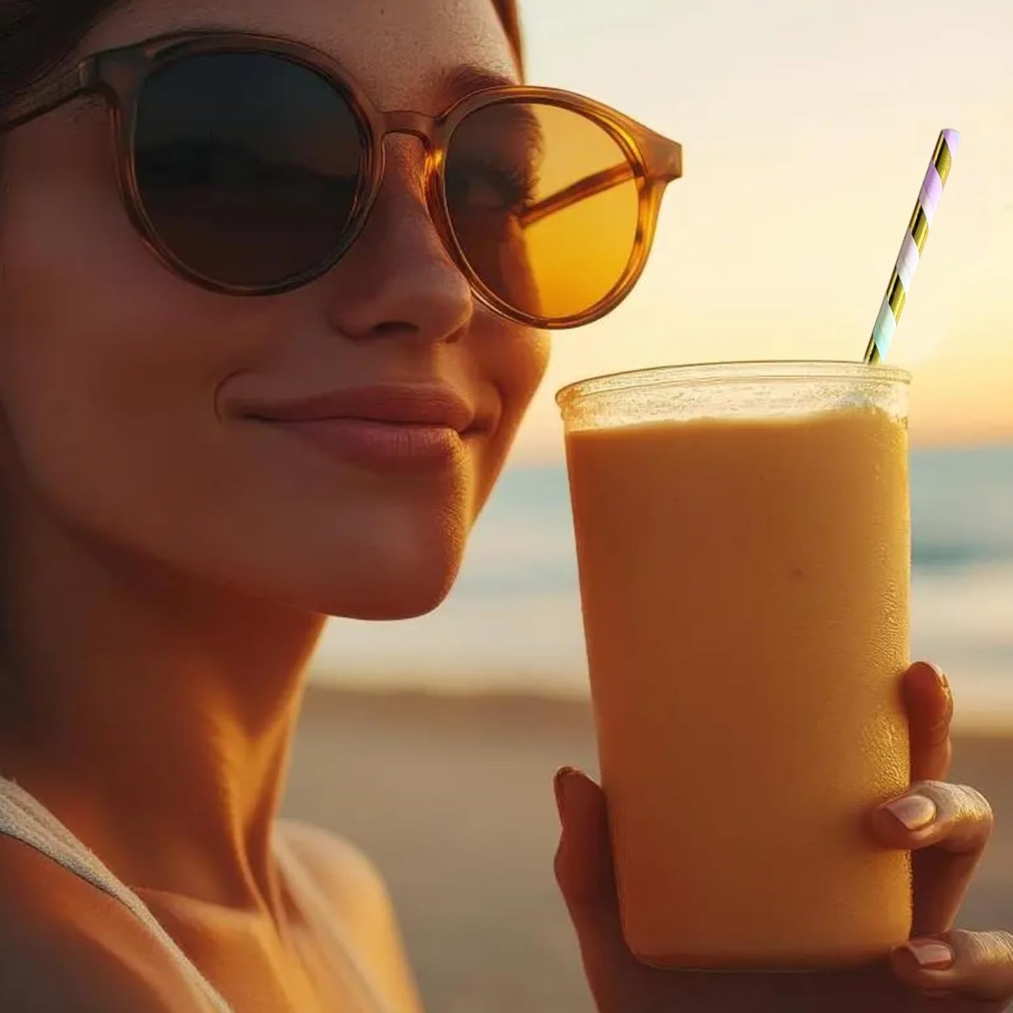 YAOSHENG [100 Pack] Pink & Gold Paper Straws Disposable, 100% Biodegradable Multi-Pattern Party Straws For Birthday, Wedding and Holiday Decoration (Seven Colors)