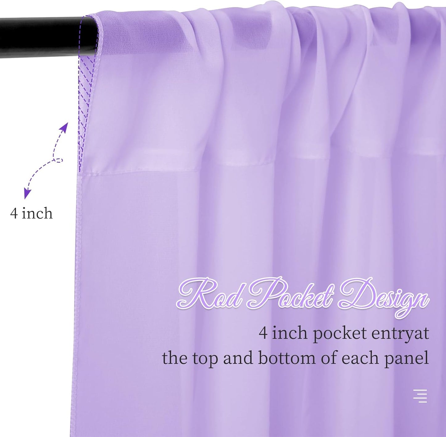 6 Panels Lilac Wedding Ceiling Drapes 5ftx20ft Ceiling Drapes Chiffon Fabric Arch Draping Sheer Curtains Soft Drapery Draping Wedding Ceiling Decorations for Party Ceremony Stage Swag