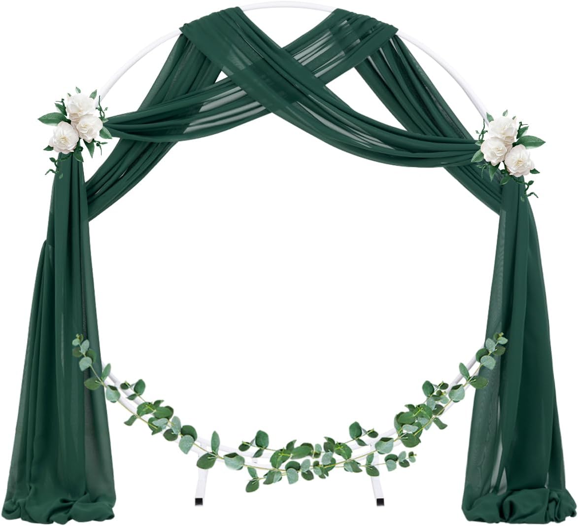 Socomi Wedding Arch Draping Fabric 1 Panel 29" x 19Ft Emerald Green Sheer Chiffon Curtain Drapes 6 Yards for Wedding Ceremony Birthday Party Decoration
