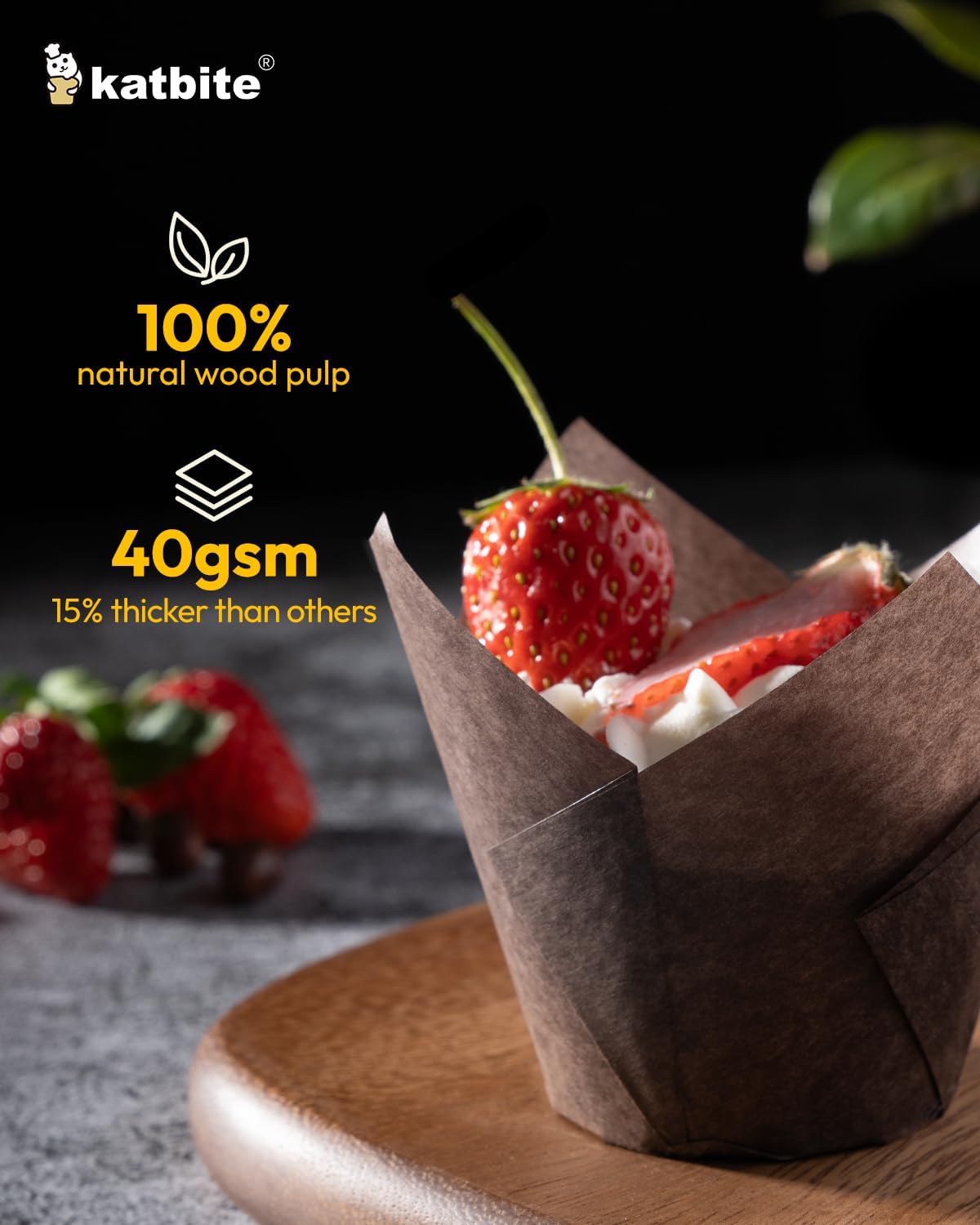 Katbite Tulip Cupcake Liners 200PCS, Muffin Baking Cupcake Liners Holders, Baking Cups, Cupcake Wrapper for Party, Wedding, Birthday, (Coffee)