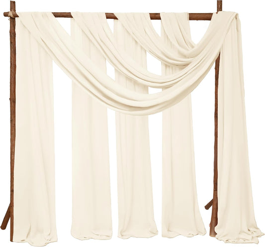 4 Panels Wedding Arch Draping Fabric 28" x 20 Ft Nuptials Arch Drapes Chiffon Fabric Drape Sheer Backdrop Curtain for Wedding Party Ceremony Birthday Swag Arbor Drapery Reception Ceiling Decor(Ivory)