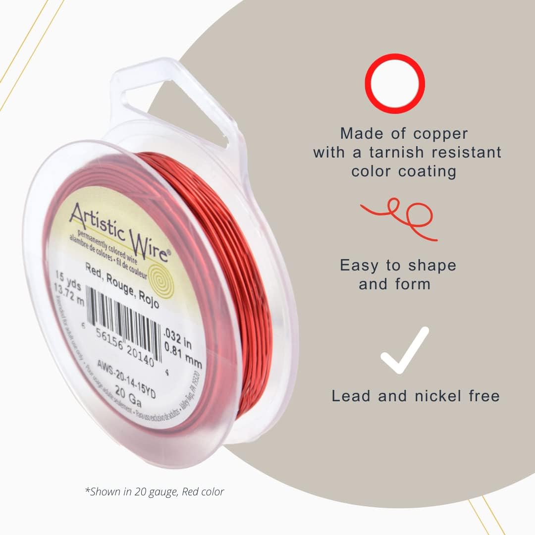 Artistic Wire, 20 Gauge Tarnish Resistant Colored Copper Craft Wire, Brown, 15 yd