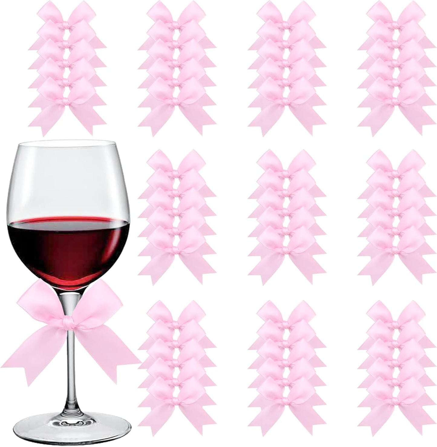 Feluwi Pink Gift Wrap Bows (50 Pcs) - 3.3 Inch Elegant Plastic-Free Bows for Christmas Gifts, Birthday Presents, Wedding Friendly Party Supplies, Baby Shower, Gift Bags Decorative Accessories