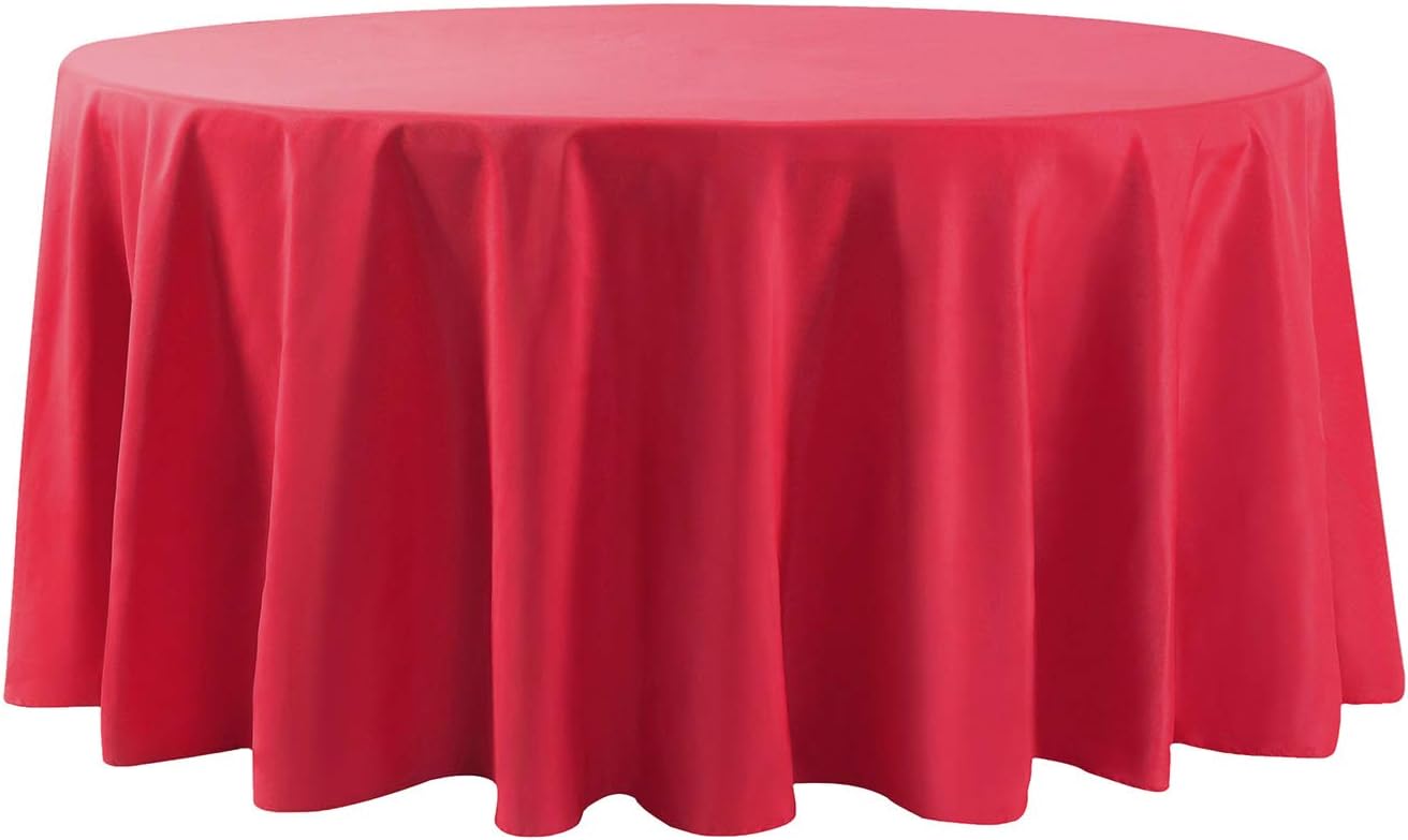 Cupuamon 108 inch Round Tablecloth Washable Polyester Table Cloth Decorative Table Cover for Wedding Party Dining Banquet（108 inch,Red）