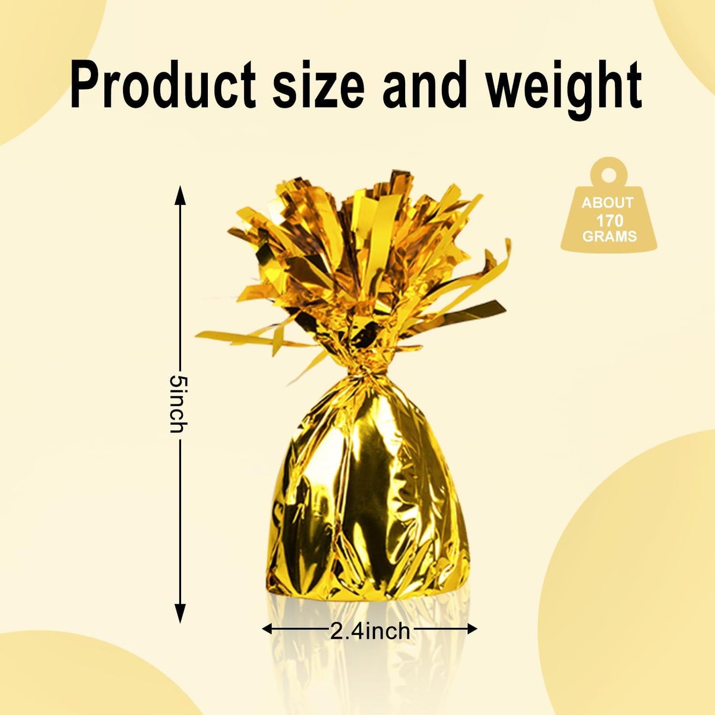 12PCS Balloon Weight Metallic Heavy Solid Balloon Pendant Pack Holder For Table Centerpieces Birthday Wedding Chrismas Party Decoration (Metallic Gold)