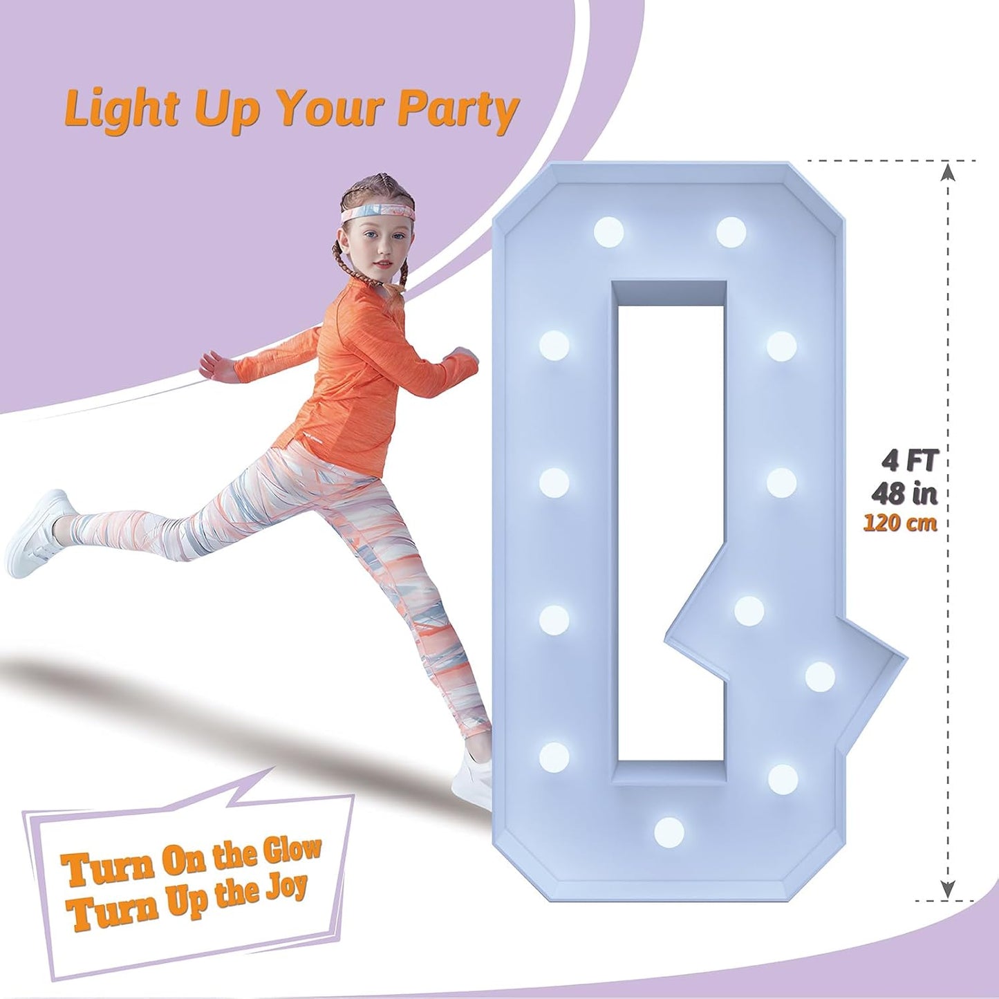 4FT Marquee Light Up Letters Q – Cool White LED, Easy to Assemble Foam Board with Back Support, Large Marquee Light Up Letters for Birthday, Wedding, Party, Anniversary, Baby Shower Decor