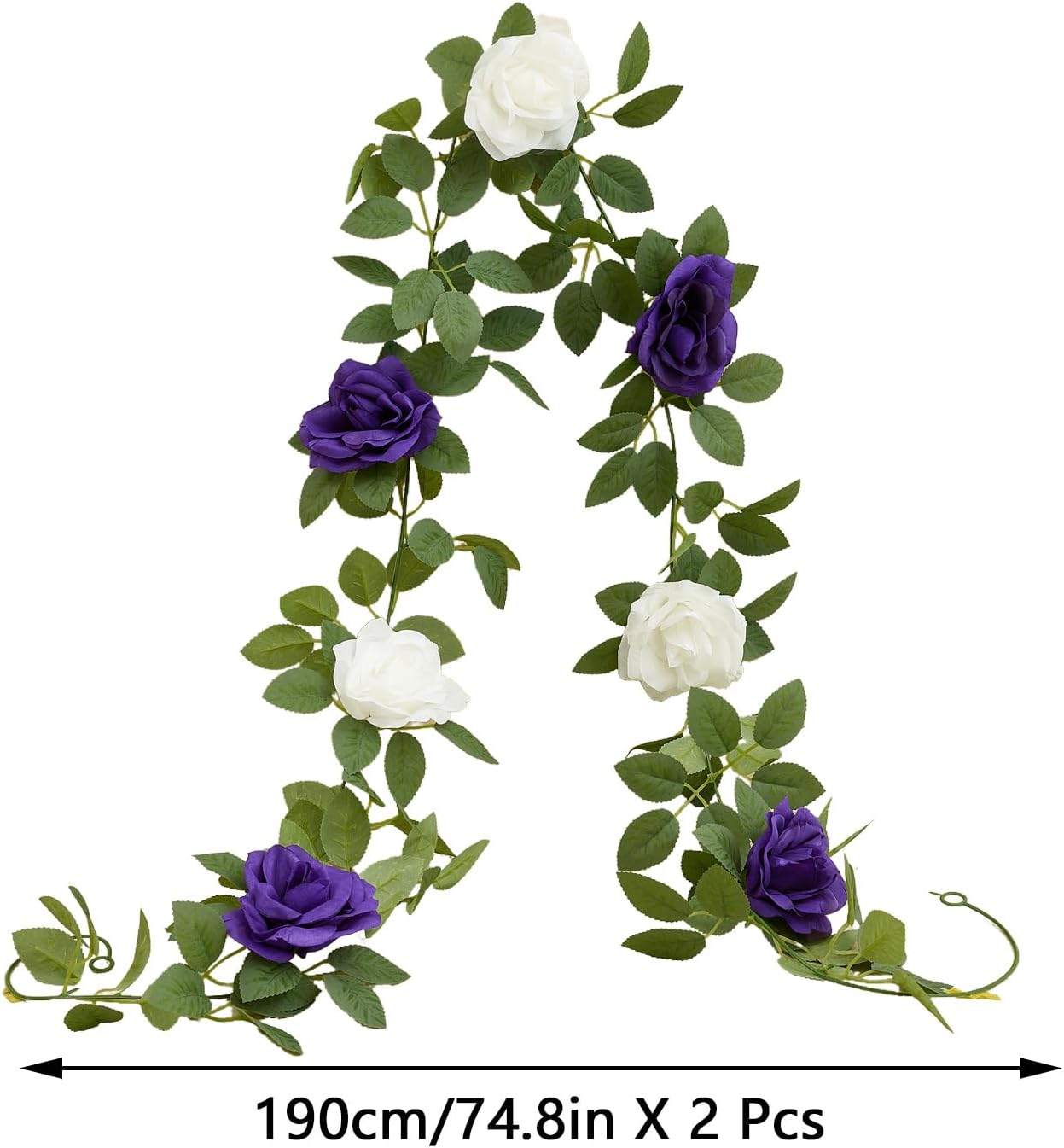 Carlita's Blooms Artificial Rose Garlands Purple Rose Vines Leaves Banners Hanging Floral Garland Fake Flower Vine Wall Decorations