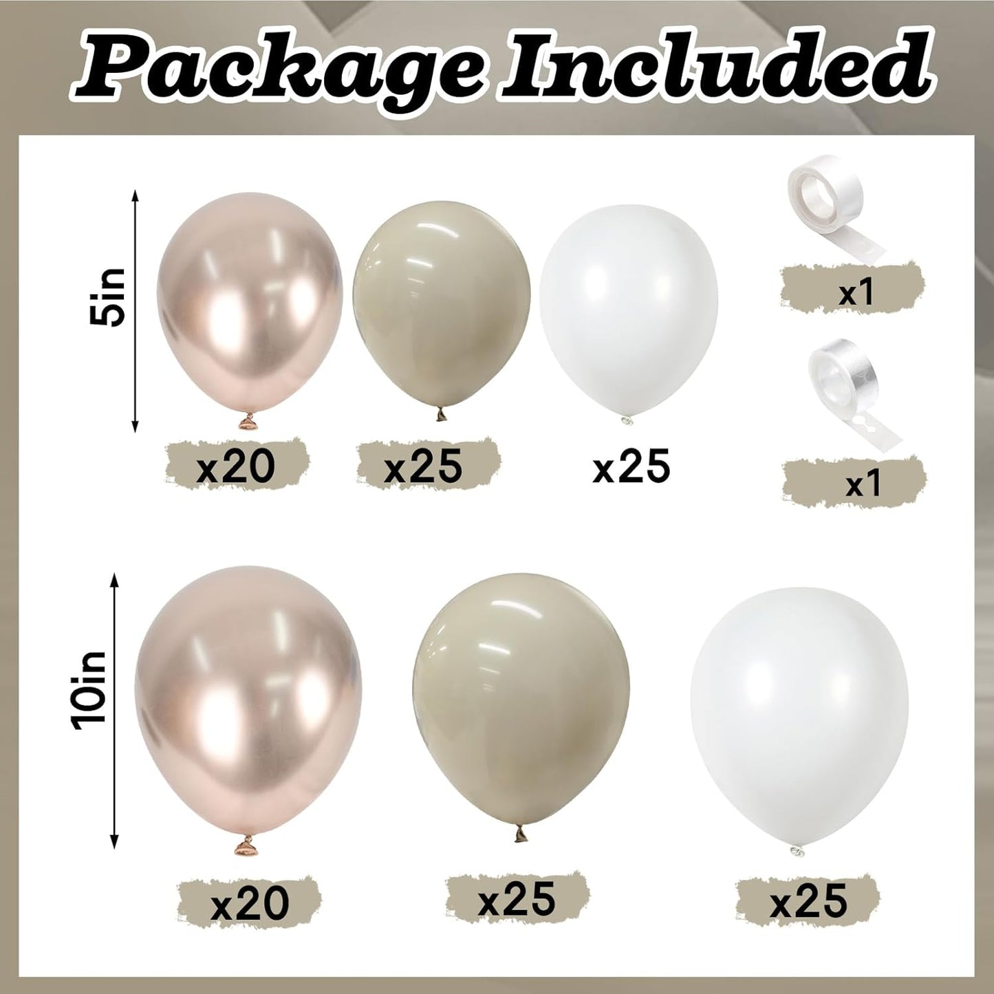 Neutral Balloon Arch Kit 142Pcs Cream White Champagne Gold Balloons Garland Kit Boho Beige Sand White Gold Nude Birthday Party Balloons for Women Baby Bridal Shower Wedding Anniversary Decorations