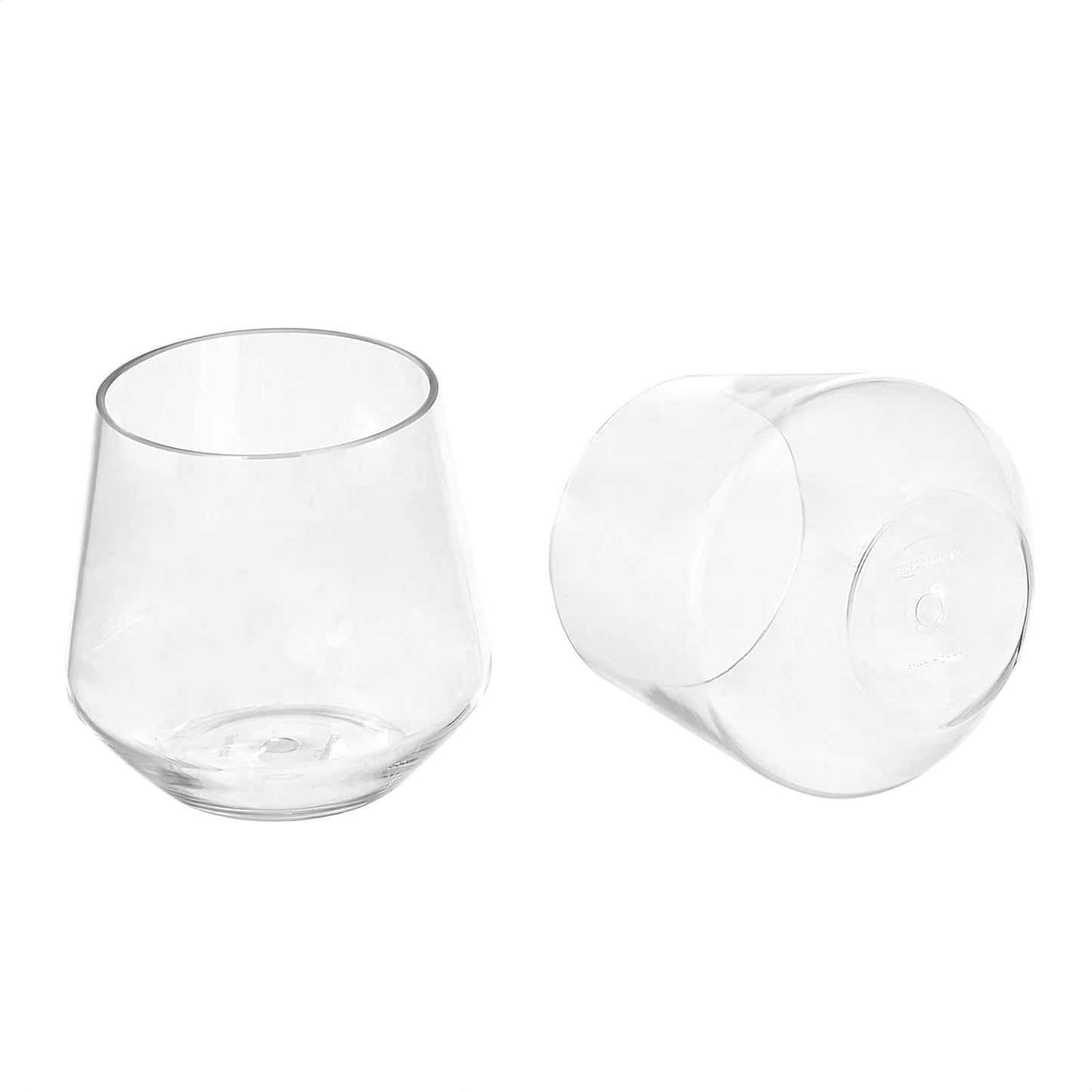 Amazon Basics Tritan Glasses, Dishwasher Safe, BPA-Free Plastic, Stemless Wine, Shatterproof, 14-oz, Clear, Set of 4
