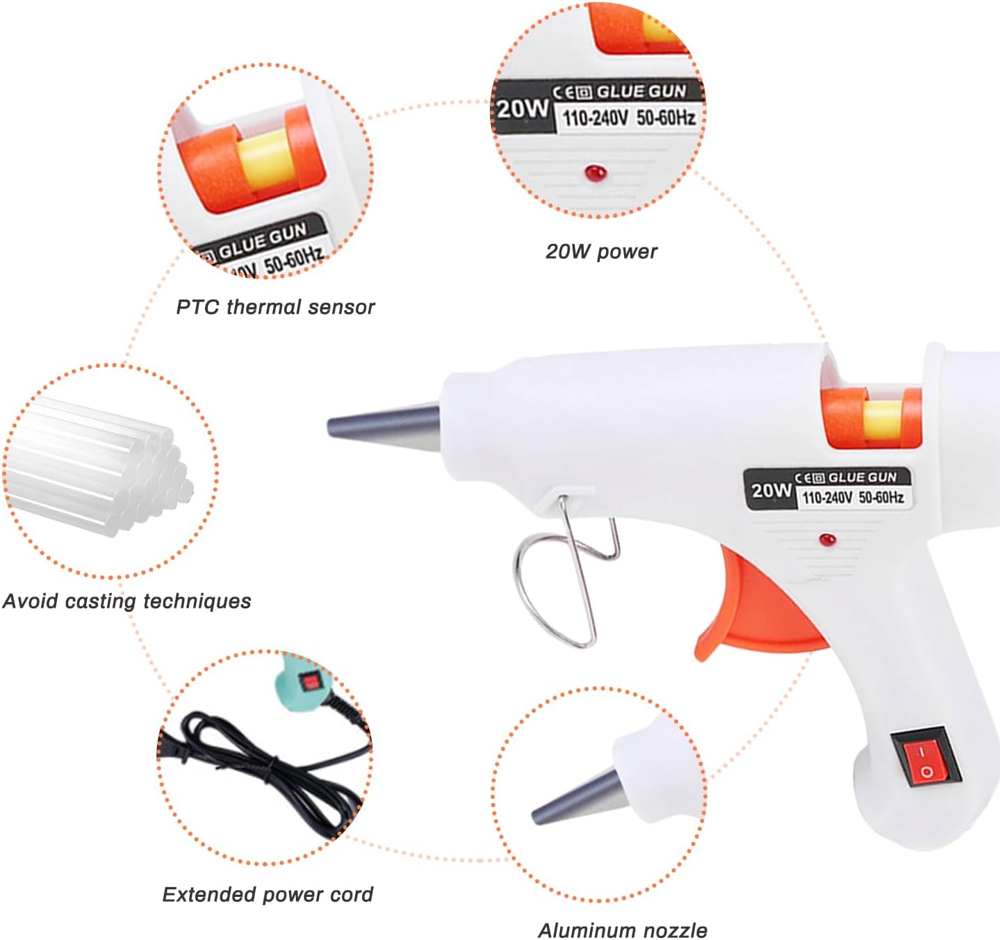 Hot Glue Melting Pot, Electric Floral Dipping Skillet Kit for Crafts with Premium 40 Glue Sticks and Mini Gun 20W for DIY Arts&Crafts