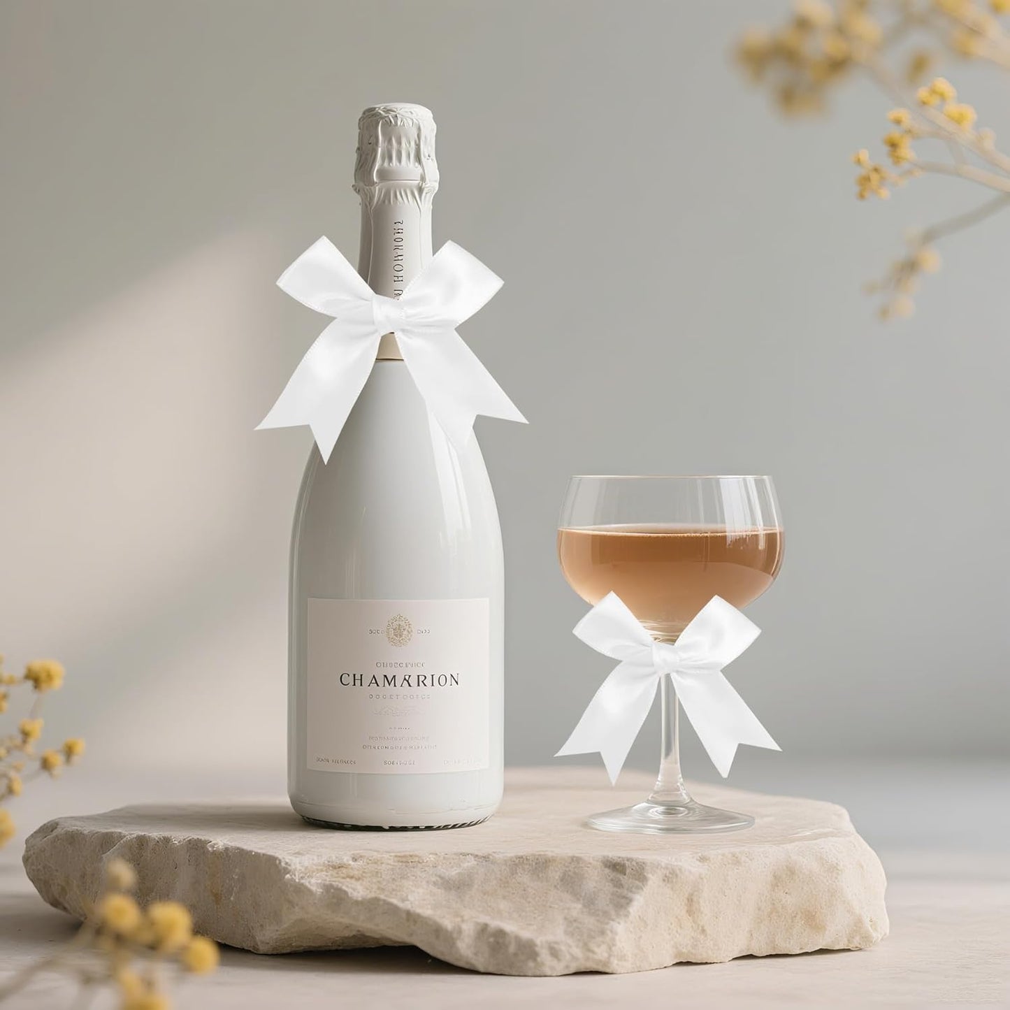 50 PCS Twist Tie Bows Satin Ribbon Bows 3.3 Inch Gift Wrap Bows Craft Bows for Gift Wrapping, Party Decorations Gifts Bag DIY Treat Bags Wedding Decor Baby Shower Christmas (White)