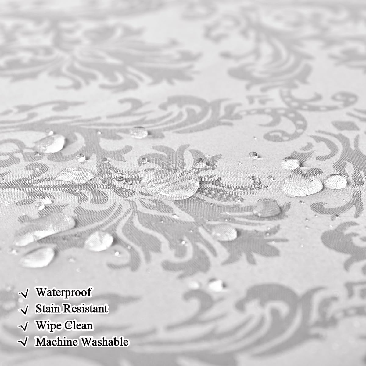 SASTYBALE Jacquard Rectangle Tablecloths for Tables, Water Proof & Stain Resistant Polyester Table Cover for Dining Room, Farmhouse Decoration, 60 x 102 Inch Grey