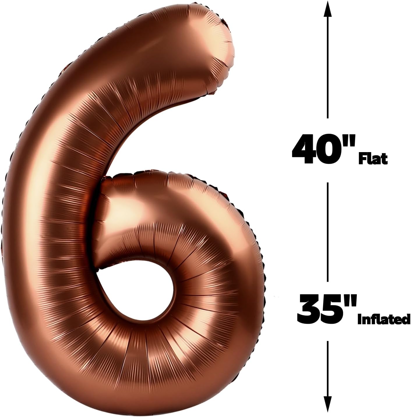 Coffee Brown 40 Inch Mylar Foil Number 6 Balloon, Birthday Digital Balloons for 6 16 Boy Girl Party Decorations Supplies,Dark Brown Big Helium Balloon Numbers for 26 36 46 60 Men Women Anniversary