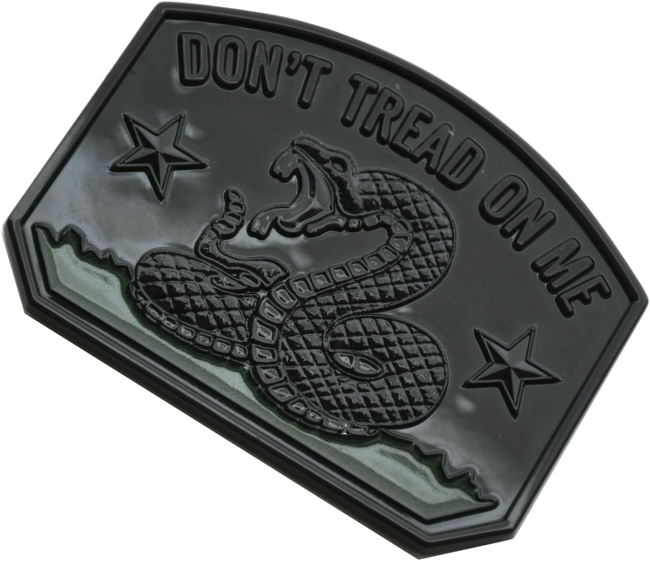 1x Gadsden Flag Rattlesnake Car Emblem 3D Decal Sticker with Don't Tread ON ME Slogan Fit for Car Truck Motorcycle Window Door and Flat Surface (Glossy Black)