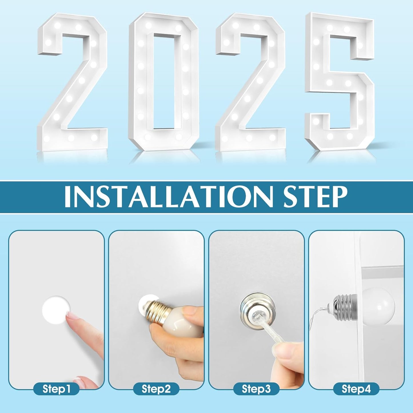 Ledido 4FT Marquee Light Up Numbers, Cool White Light Up Numbers Large Marquee Numbers for Party Decorations,7th 17th Birthday Anniversary Decor, Number 7