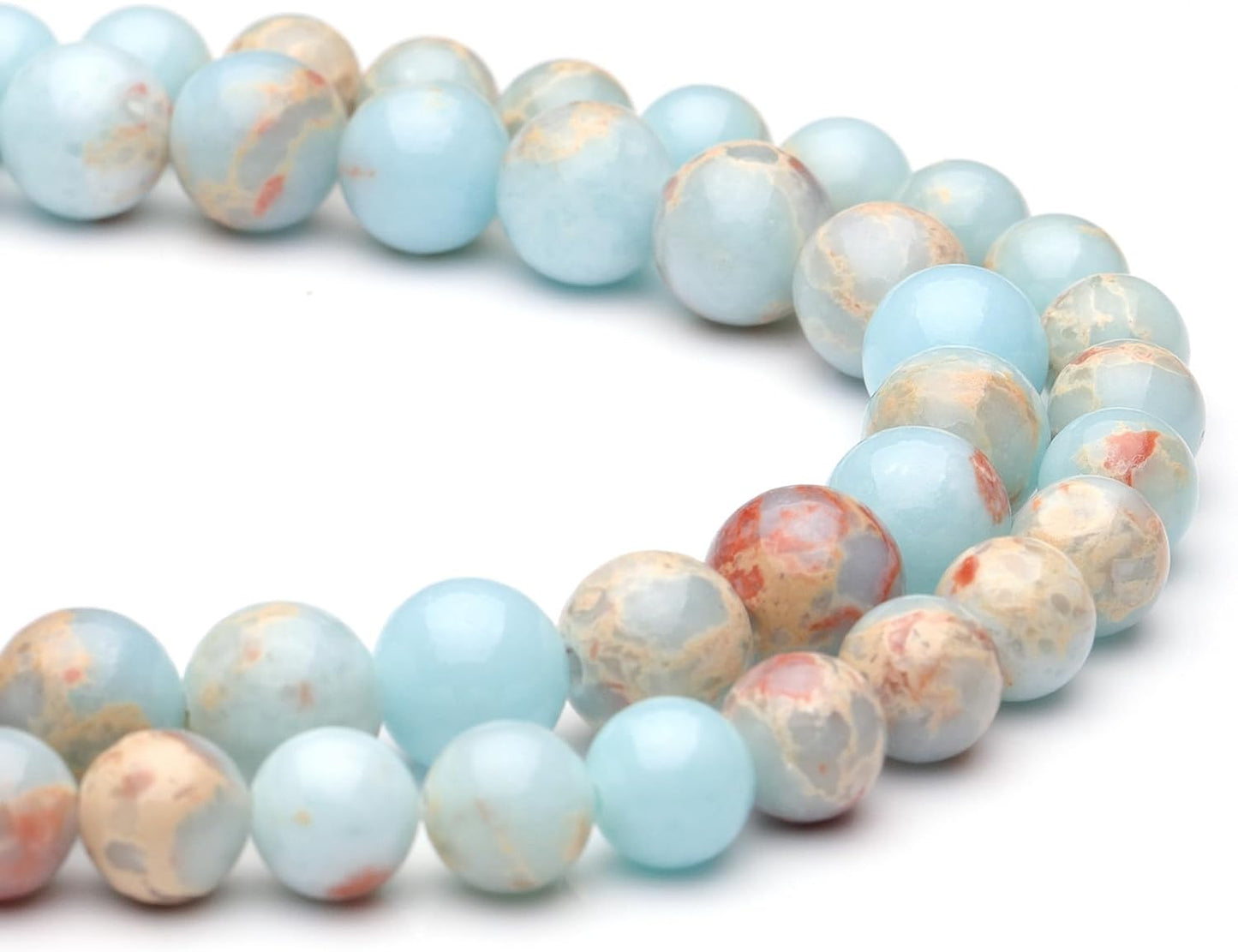 6mm Natural Stone Beads for Jewelry Making,Sky Blue Jasper Polished Smooth Round Gemstone Beads for Bracelet Necklace 15 Inch