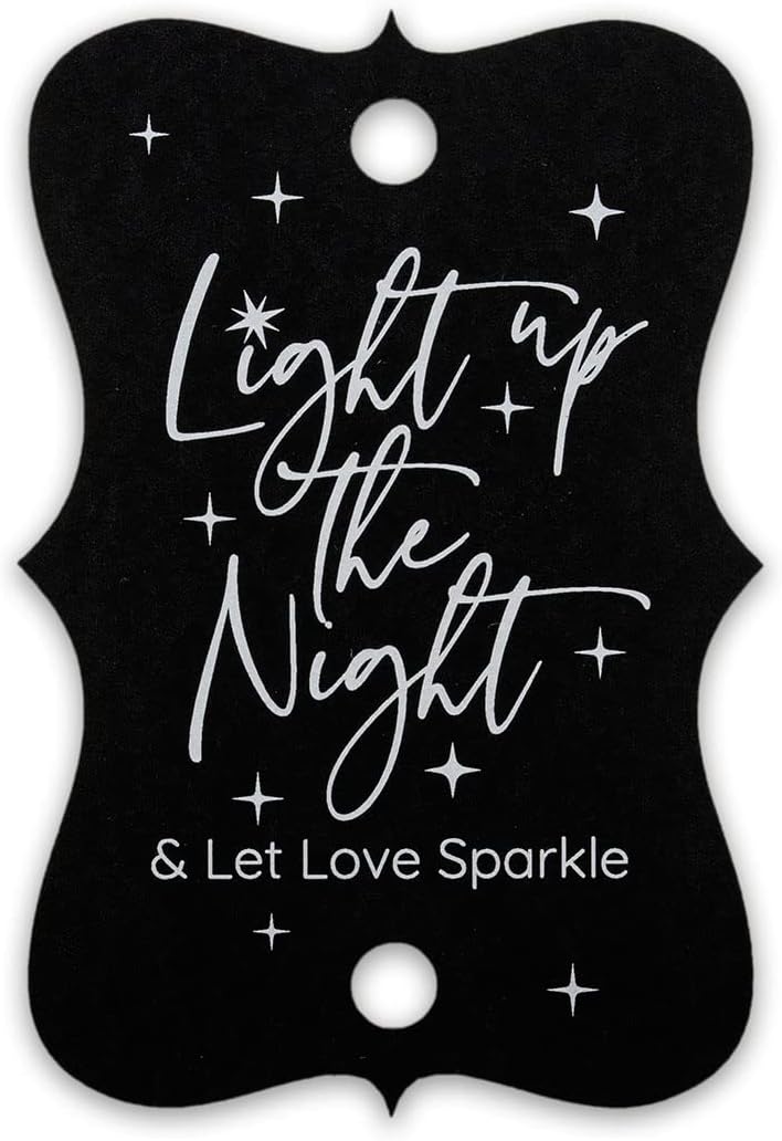 Summer-Ray 50pcs Light up The Night & Let Love Sparkle Wedding Sparkler Tags (Matt Black)