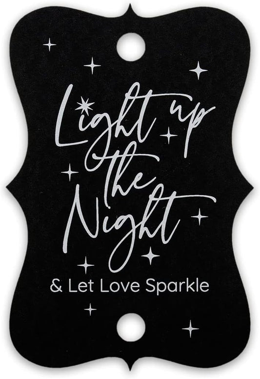Summer-Ray 50pcs Light up The Night & Let Love Sparkle Wedding Sparkler Tags (Matt Black)