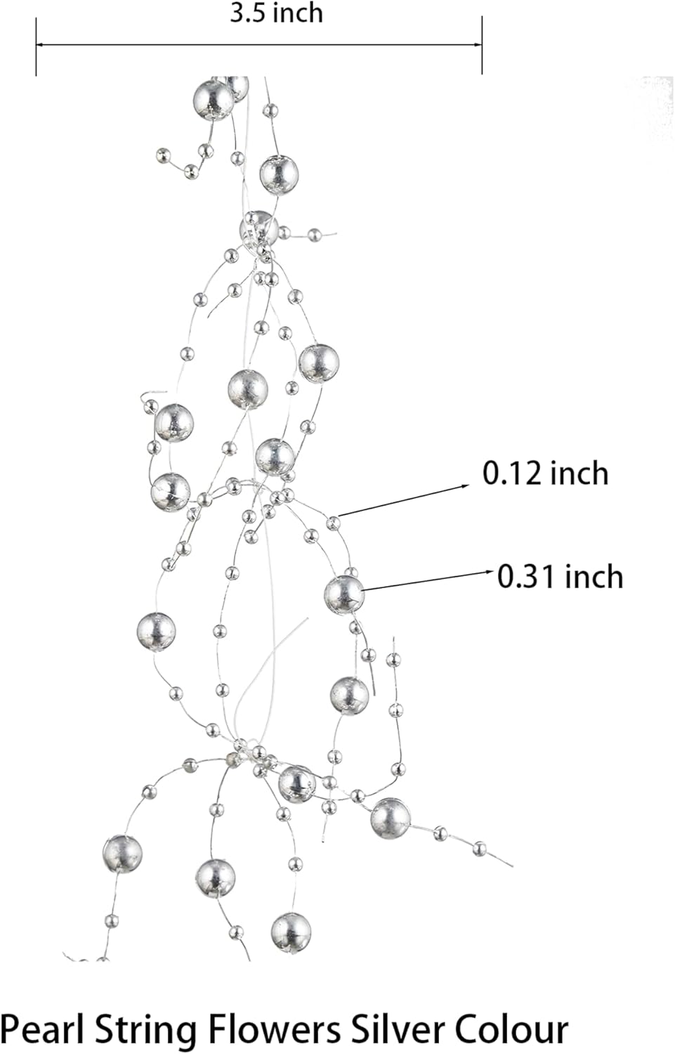 13Feet Pearl String Spool Roll for Floating Candles Faux Pearls Strands Garland for Vase Filler Wedding Centerpiece Christmas Table Decor (Silver)