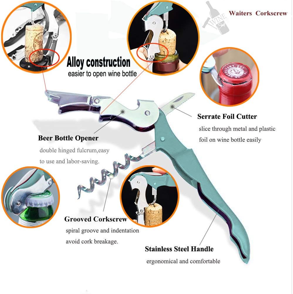 Professional Waiter Corkscrew Wine Openers Set, Heavy Duty Stainless Steel Hinges Wine Key for Restaurant Waiters, Sommelier, Bartenders