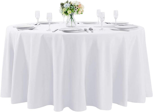 108 inch Round Tablecloth Washable Polyester Table Cloth Decorative Table Cover for Wedding Party Dining Banquet (108 inch,White)