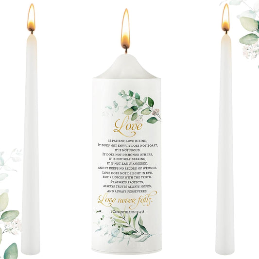Frienda Unity Candles for Wedding Ceremony Set Wedding Unity Taper Candles Catholic Religious Ceremony Accessories(Leaf Style)