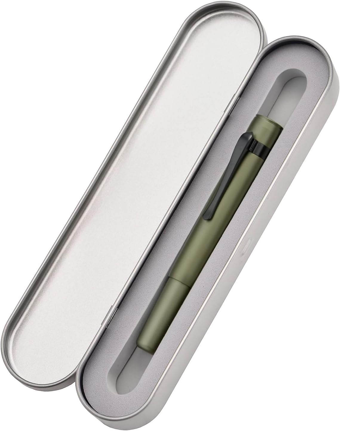 Hongdian M2 Black Forest Mini Fountain Pen, Bent Nib & Sleek Shape Aluminium Short Pocket Travel Pen (Army Green)