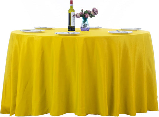 Ascoza 2pack 132 Inch Yellow Round Tablecloth in Washable Polyester Fabric for Wedding/Banquet/Restaurant/Parties…