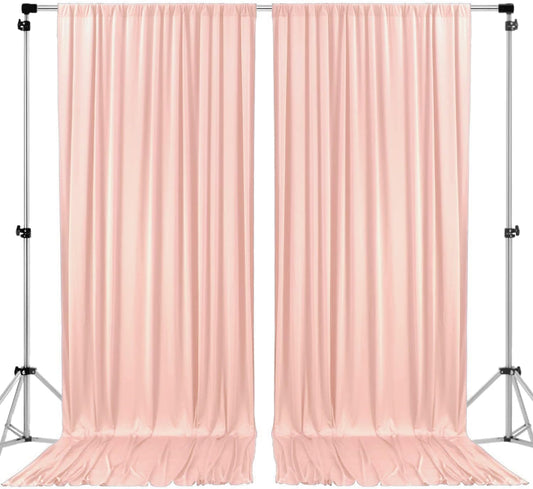 AK TRADING CO. 10 feet x 8 feet IFR Polyester Backdrop Drapes Curtains Panels with Rod Pockets - Wedding Ceremony Party Home Window Decorations - Blush Pink