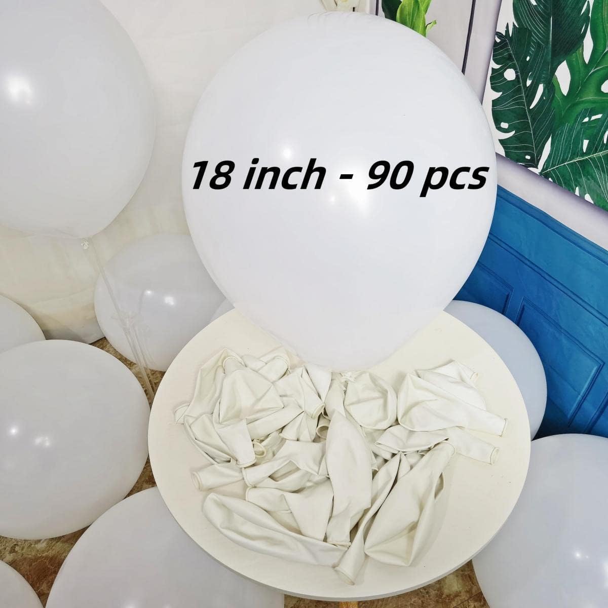 90 Pack White Balloons 18 inch White Latex Party Balloon Bulk for Various Party Events Decorations