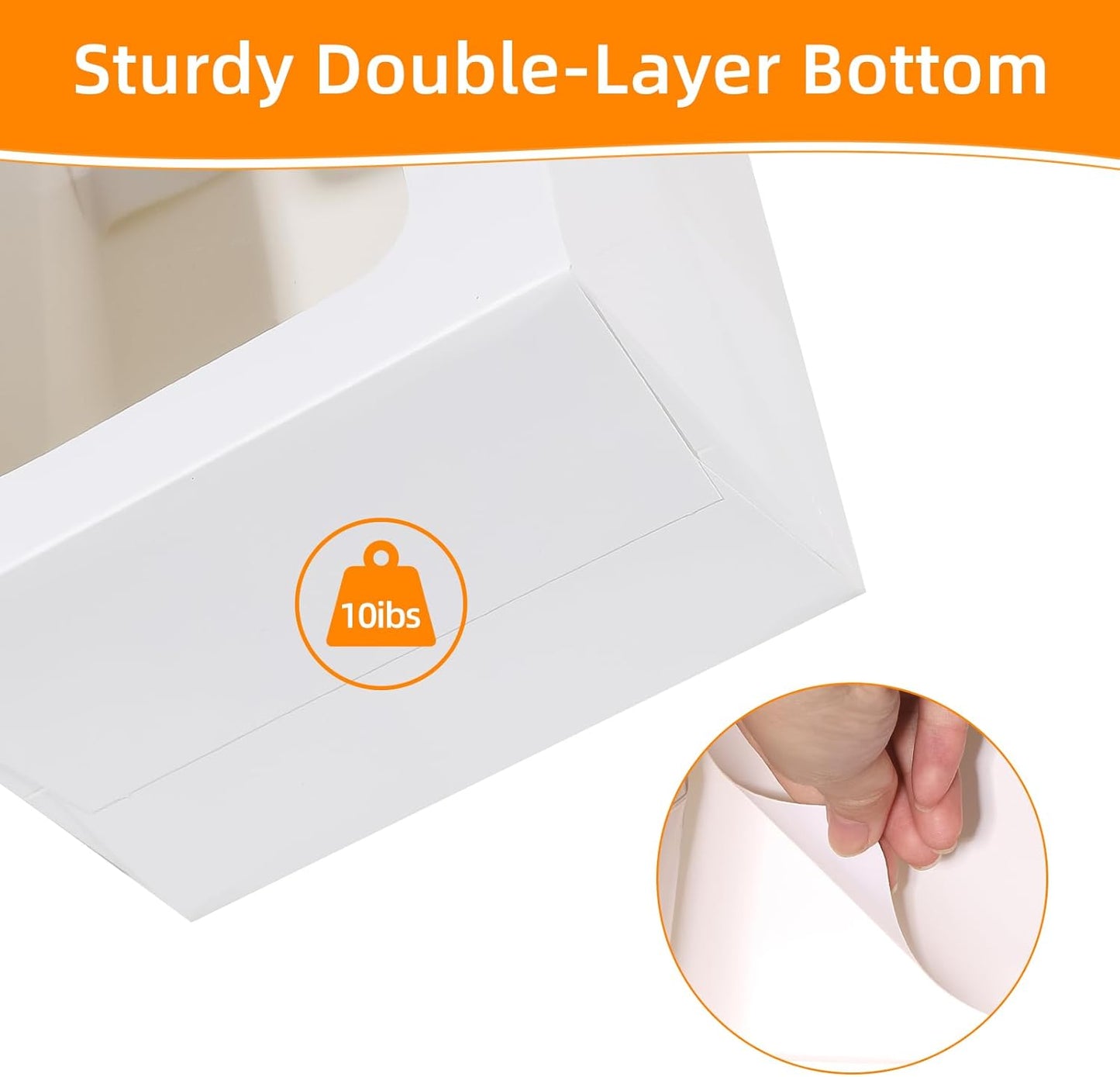 MOXARYSU 12 Pcs White Gift Bags with Clear Window: 9.8x5.1x7.1 Inch Medium Kraft Paper Bags with Handle For Party Business Birthday Wedding (White,12p)