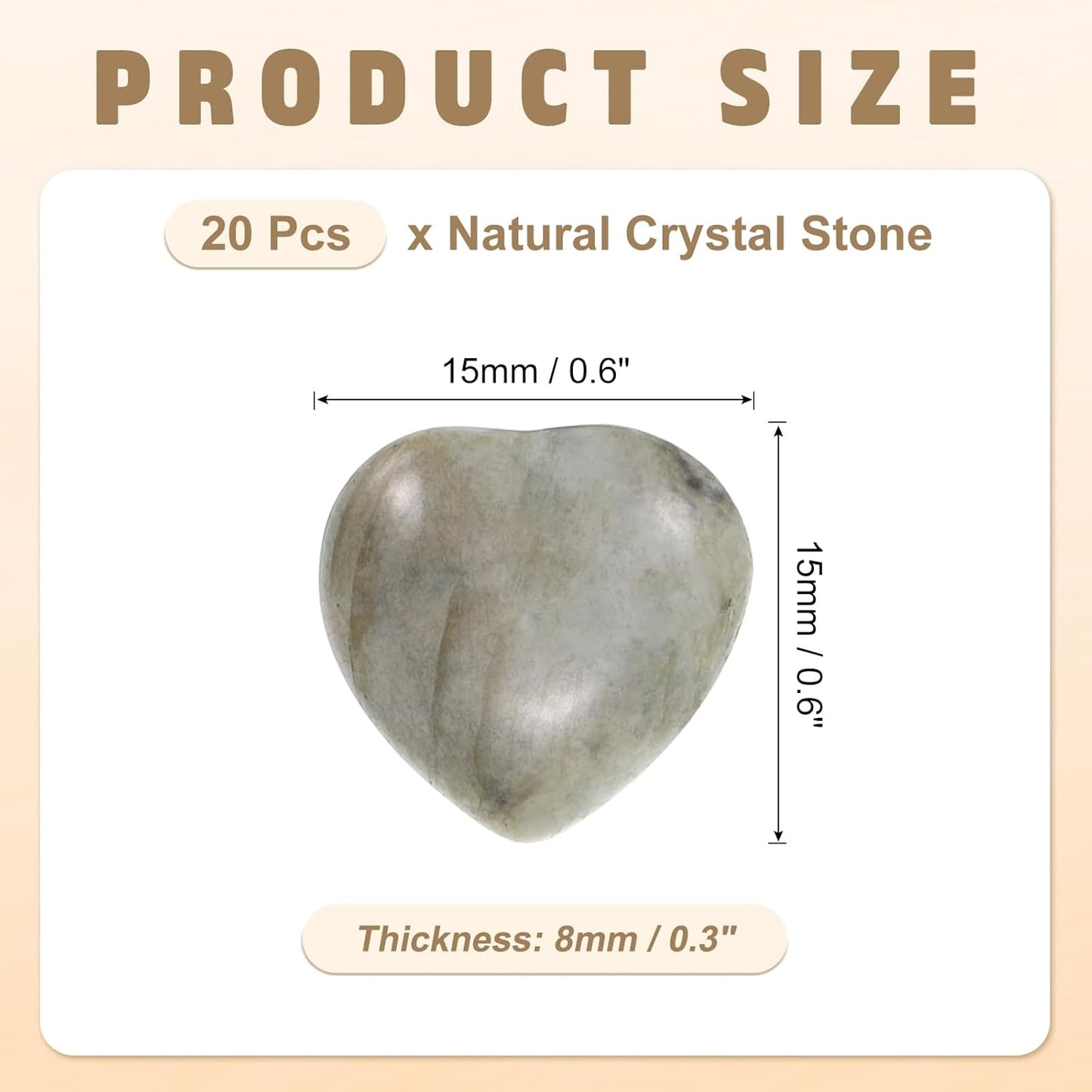 PATIKIL 20 Pcs Natural Heart Shaped Crystal Stone, 0.6 Inch Mini Polished Love Gemstone Crystal, Pocket Rock Engraved Worry Stones for Women Gifts Meditation, Light Gray