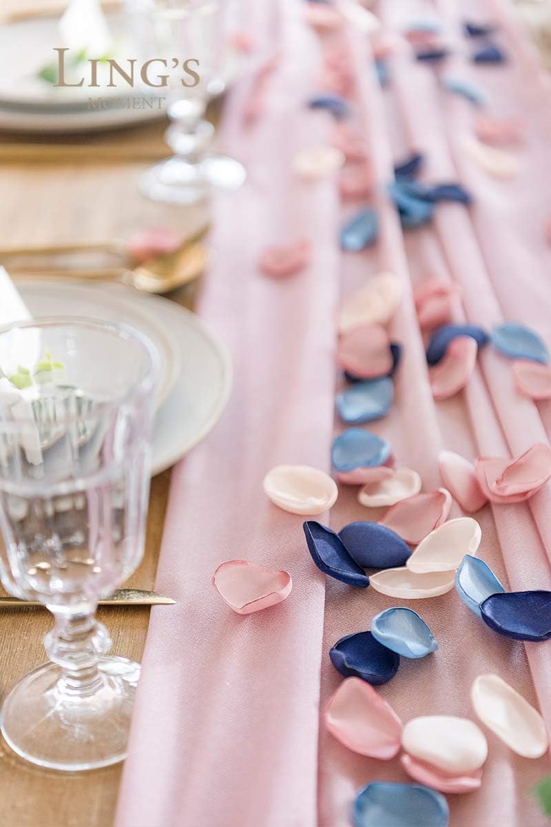 Ling's Moment Rose Petals, Silk Flower Petals for Wedding/Aisle/Flower Girl Baskets/Table Centerpiece Décor,etc.Dusty Rose Navy Blue 200pcs