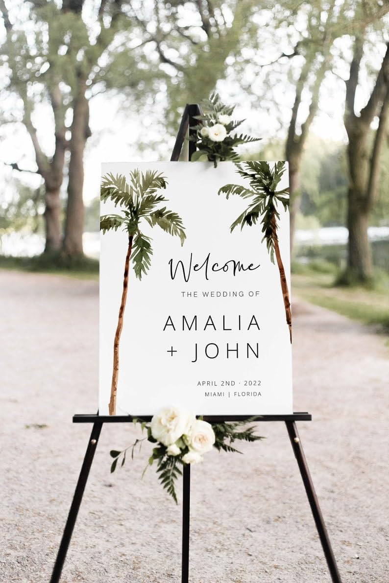 Greenery Wedding Welcome Sign, Welcome Wedding Sign Template, Script Wedding Welcome Sign, Modern Wedding Signs, Wedding Sign Welcome