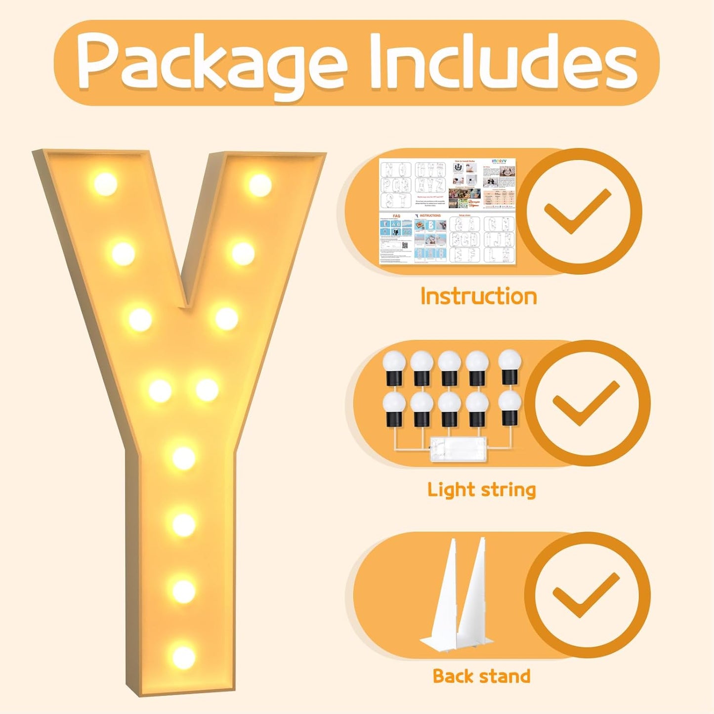 Marquee Letters 4 Feet Tall Large Light Up Letters Y Baby Shower Decorations Marry Me Engagement Party Decor Yellow Light Birthday Decorations Balloon Arch Kit Foam Sign Y