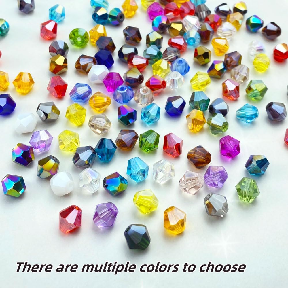 400pcs 4mm Bicone Crystal Glass Beads Loose Spacer Beads Faceted Craft Beads for Jewelry Making DIY Necklace Bracelet Earring Wind Chimes Suncatchers Ornamen(Pink AB)