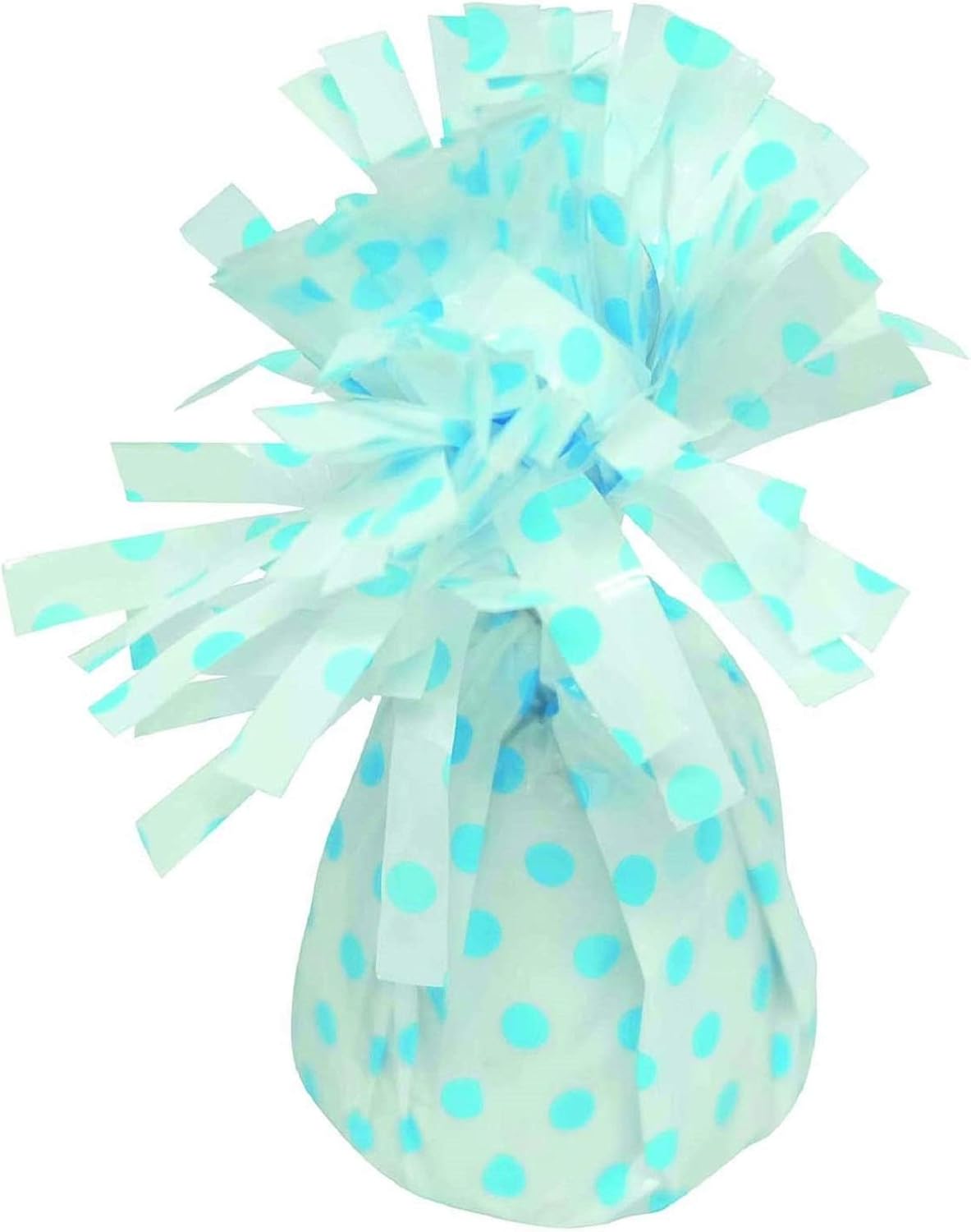 PMU Polka Dot Kisses Balloon Weights - Decorative Balloon Weight for Christmas, Thanksgiving, Birthday, Party Favors, Wedding & Baby Shower - 6oz. White With Light Blue, Pkg/1