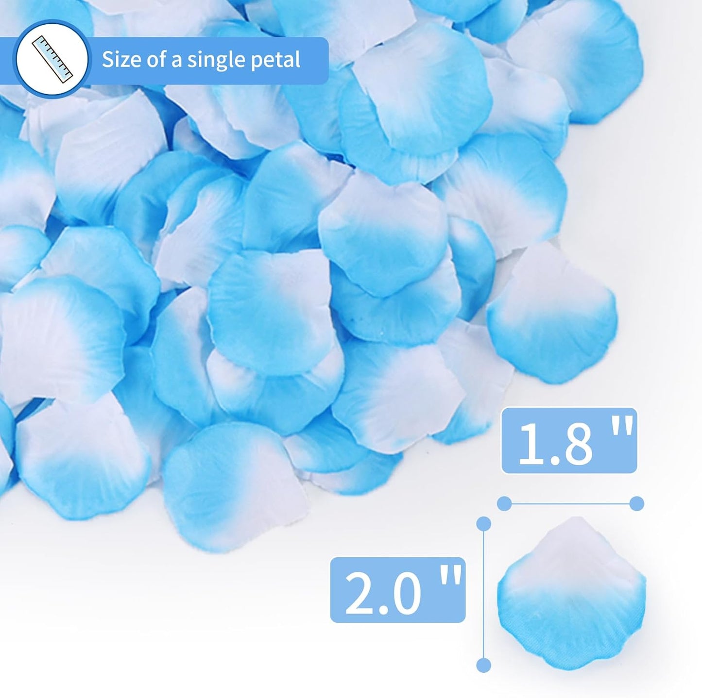 1000 Pcs Artificial Fake Rose Petals,Flower Petals for Romantic Night, Engagement, Party, Wedding, Event Flower Decorations, in Bulk(Light Blue and White)